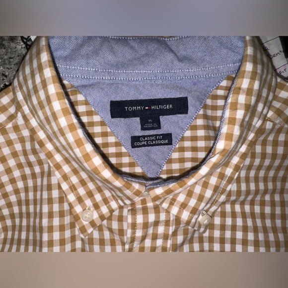 TOMMY HILFIGER Brown Plaid Gingham Button Down Shirt size M - Picture 10 of 10